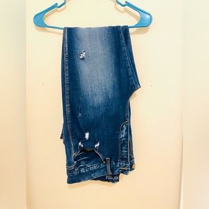 Denim skinny-legged pants